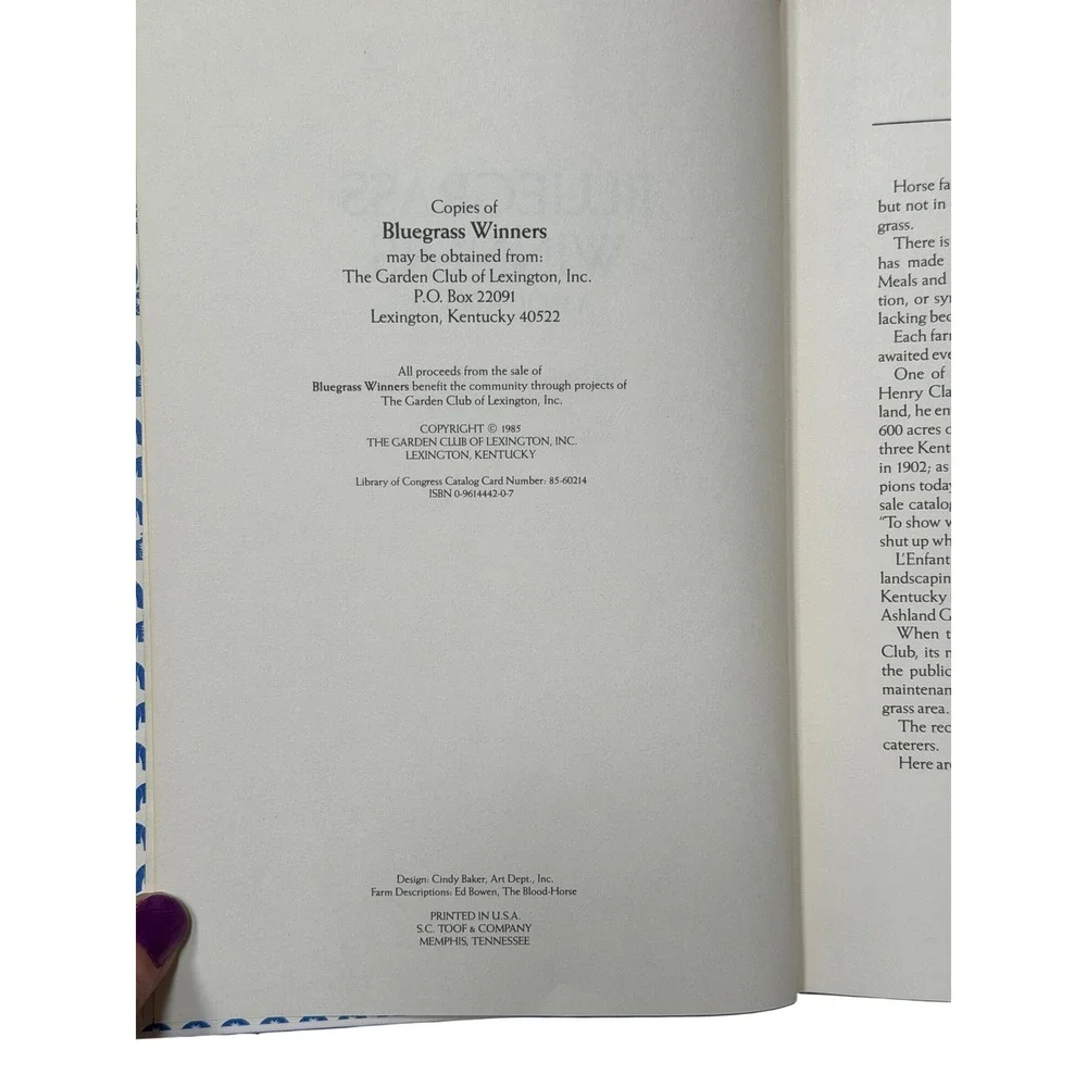 Bluegrass Winners A Cookbook Garden Club of Lexington Kentucky Horse Country 80s